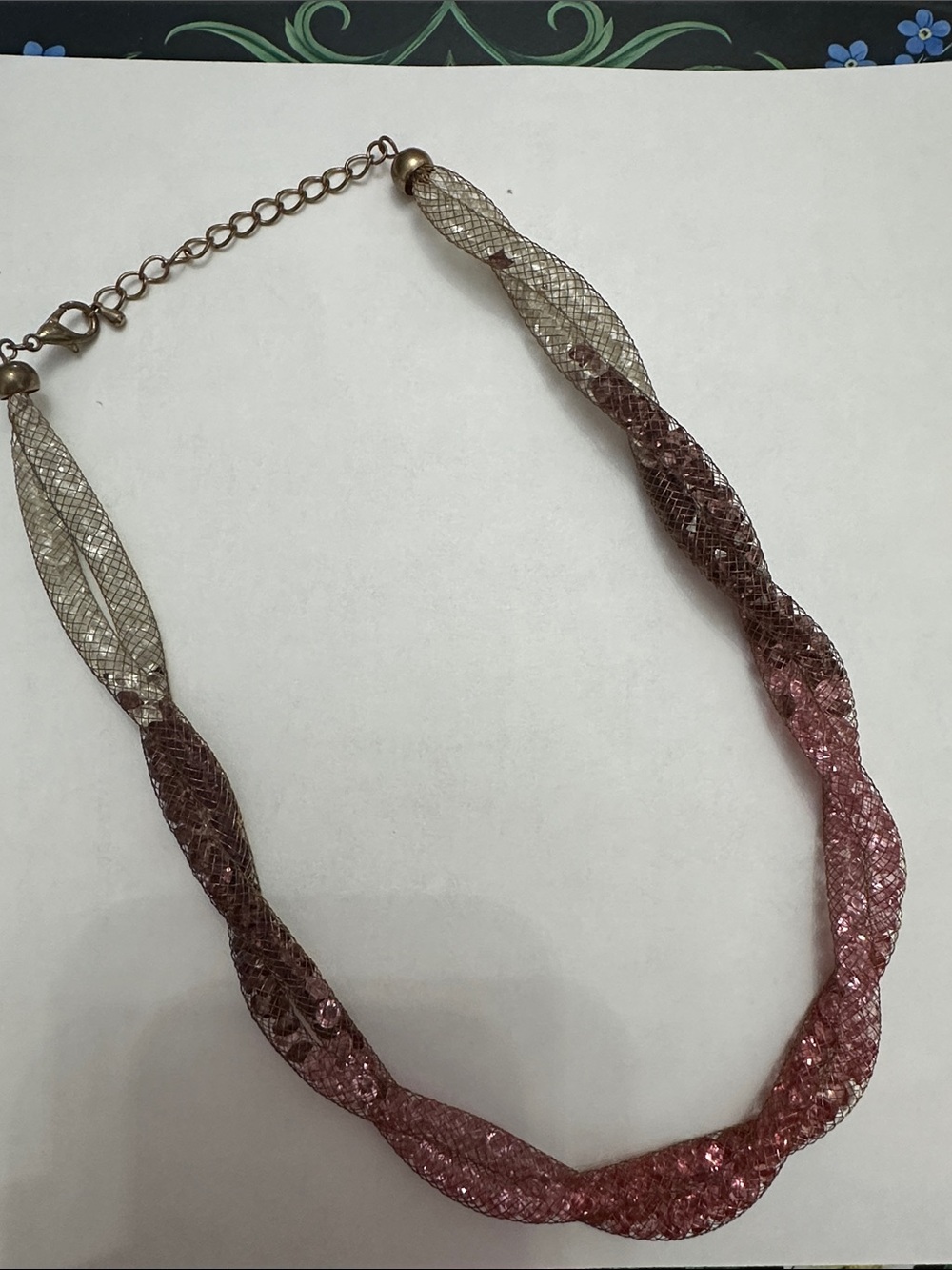 Elegant Pink Twisted Mesh Necklace - Brand Unspecified choker